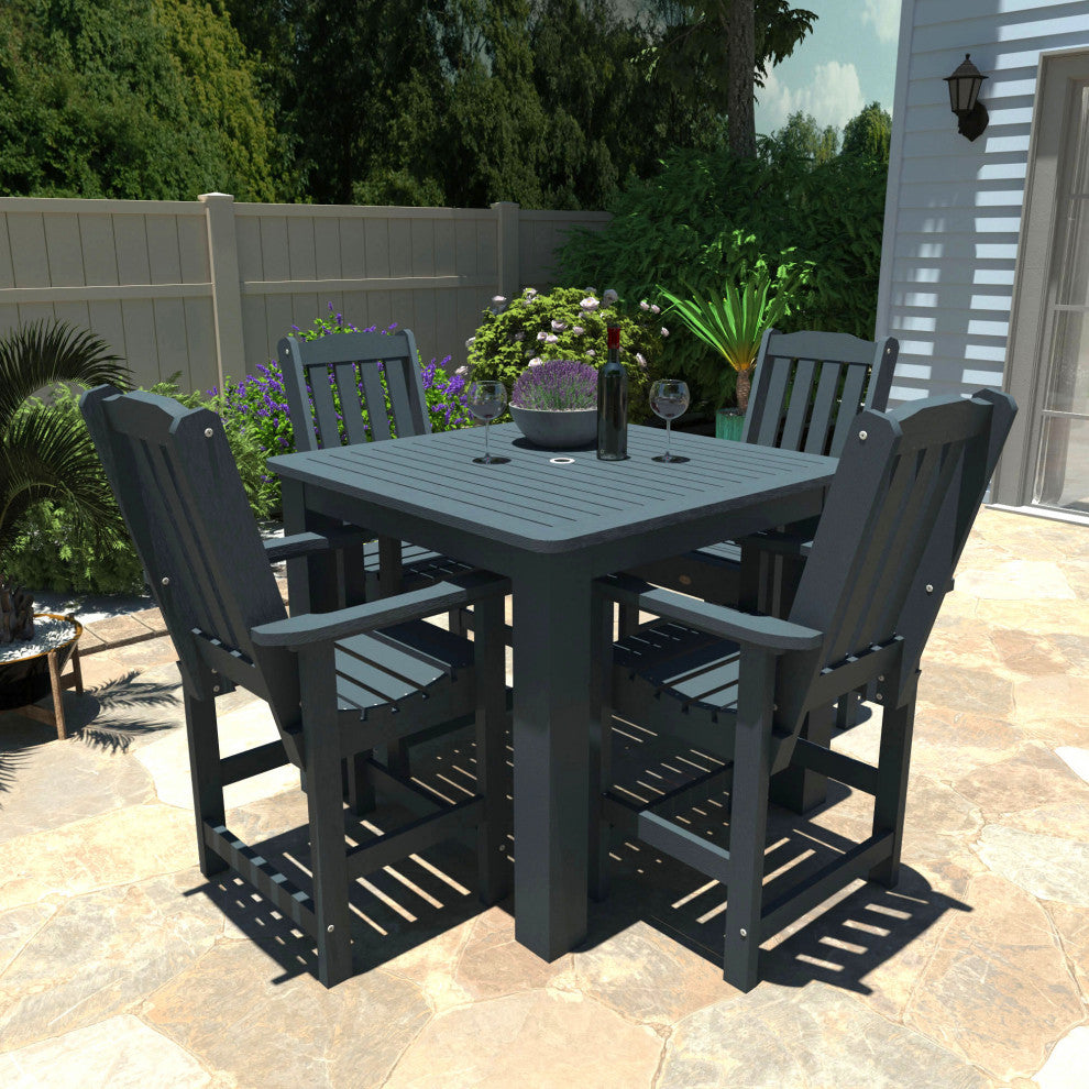 Springville 5-Piece Square Counter Dining Set, Weathered Acorn, Federal Blue
