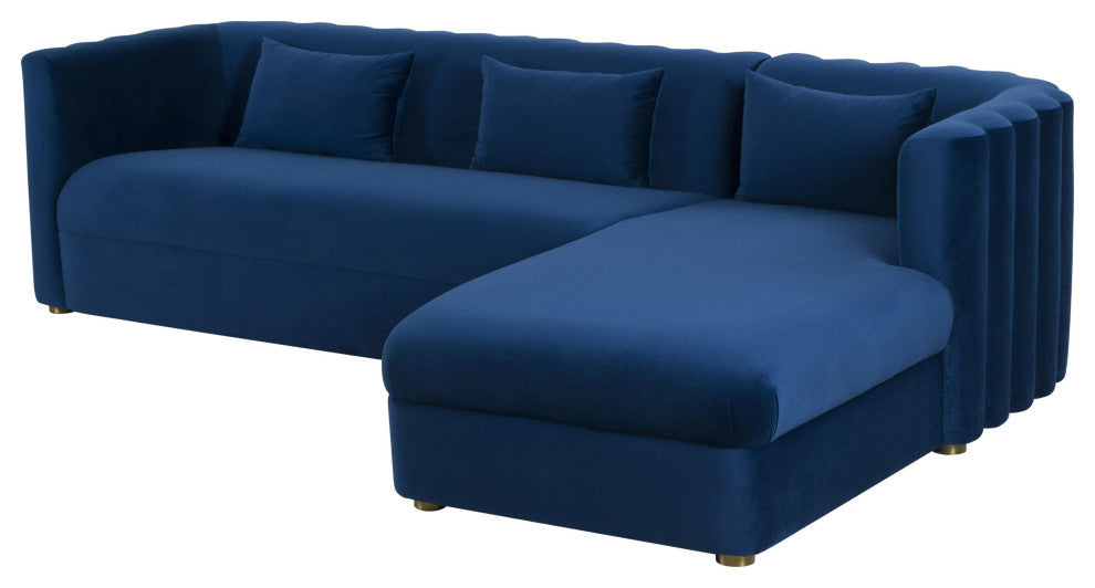 Callie Velvet Sectional, Navy, Raf