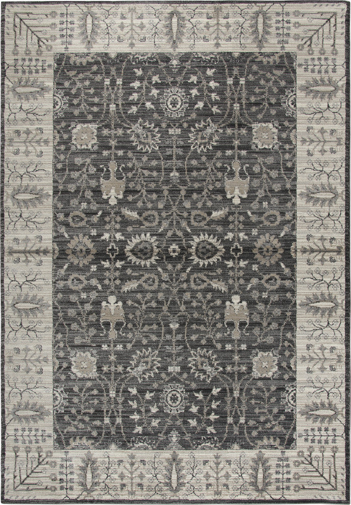 Rizzy Home Panache PN6975 Gray Motif Distress Area Rug, Rectangular 6'7"x9'6"