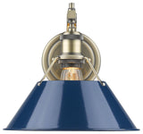 Golden Orwell 1 Light Wall Sconce, Aged Brass, Navy Blue Shade