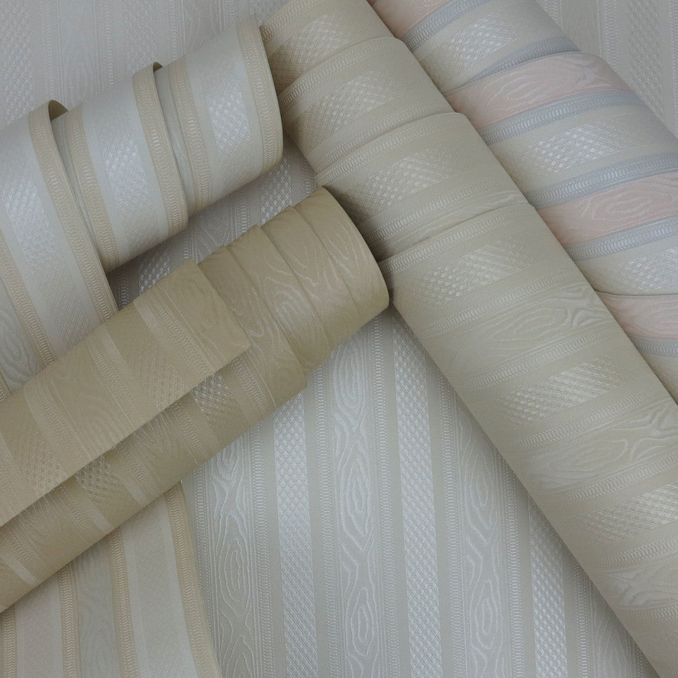 Boudin Stripe Wallpaper, Ivory, Bolt
