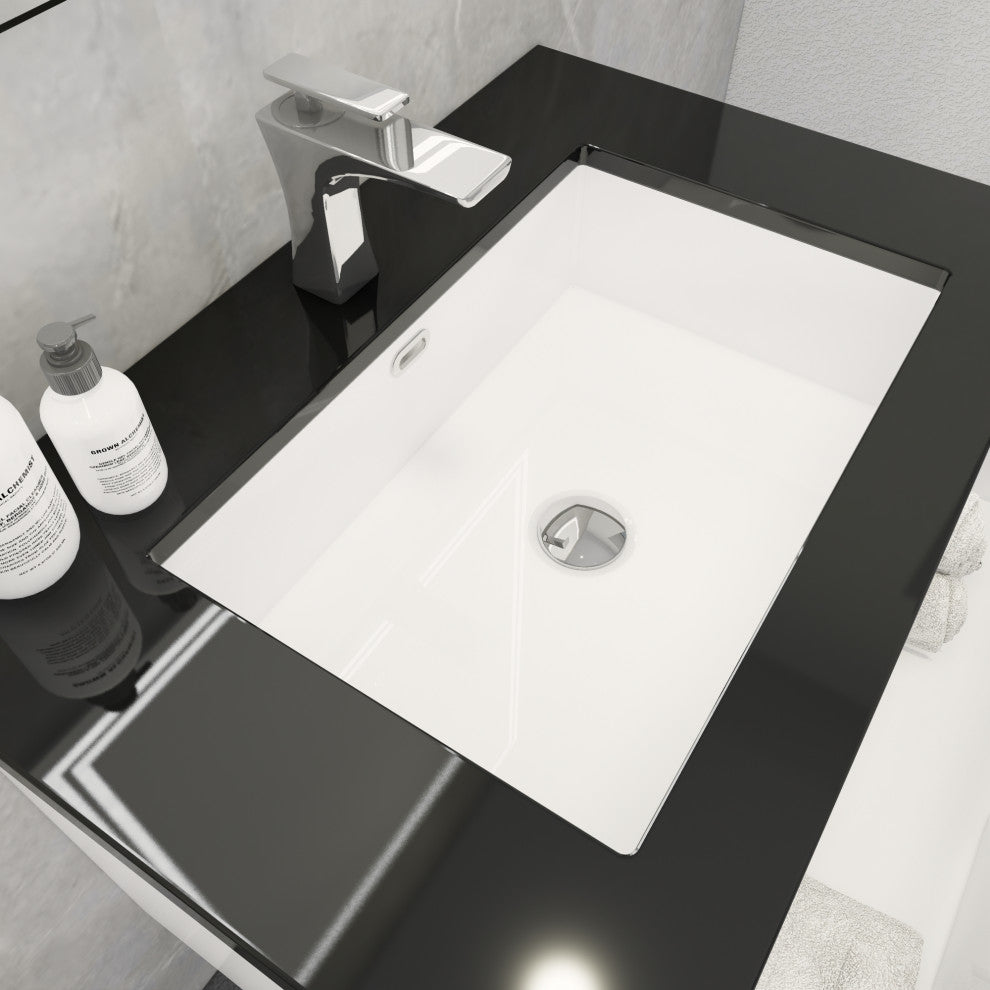 Belli 30" Wall Mounted Single Bathroom Vanity Set, Glossy White, Matt Black Top