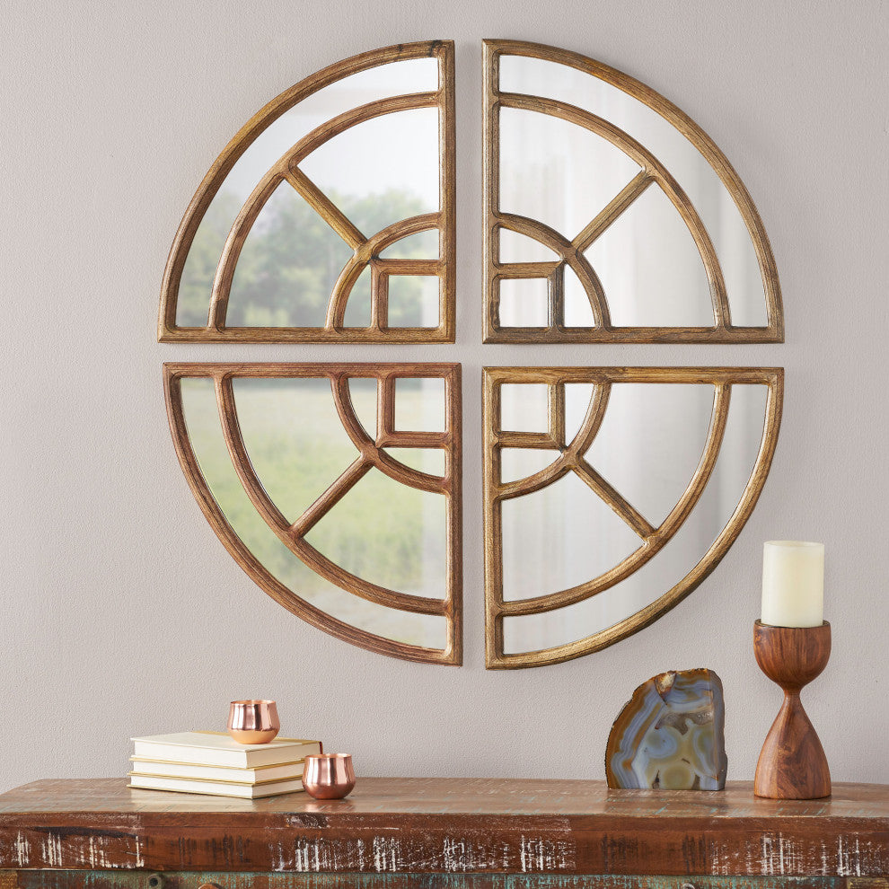 Finley Rustic Handcrafted Round Pie Mirror