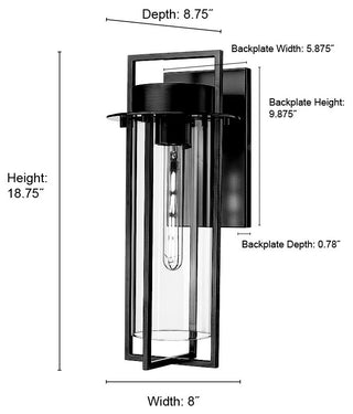 1 Light 8 in. Powder Coated Black Outdoor