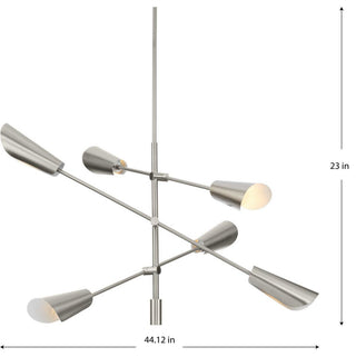 Cornett Collection 6-Light Contemporary Chandelier, Brushed Nickel