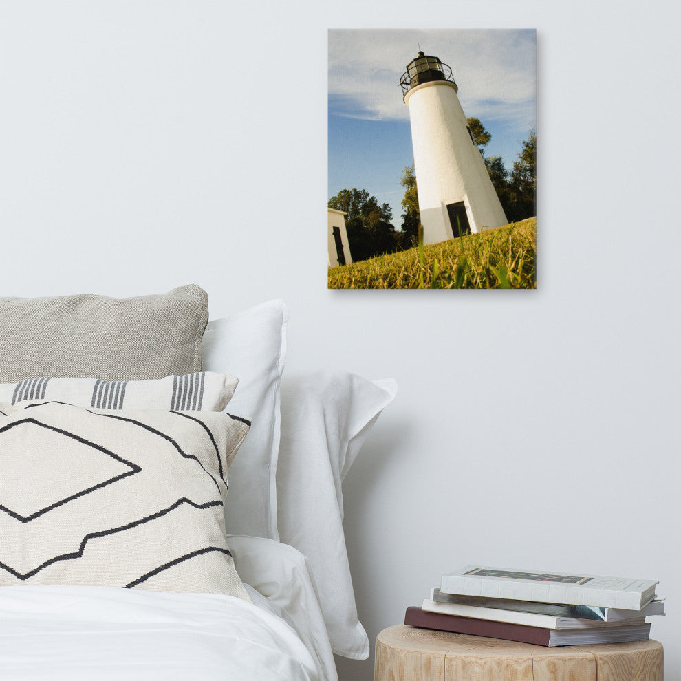 Turkey Point Lighthouse Coastal Landscape Photography Canvas Wall Art, 16" X 20"