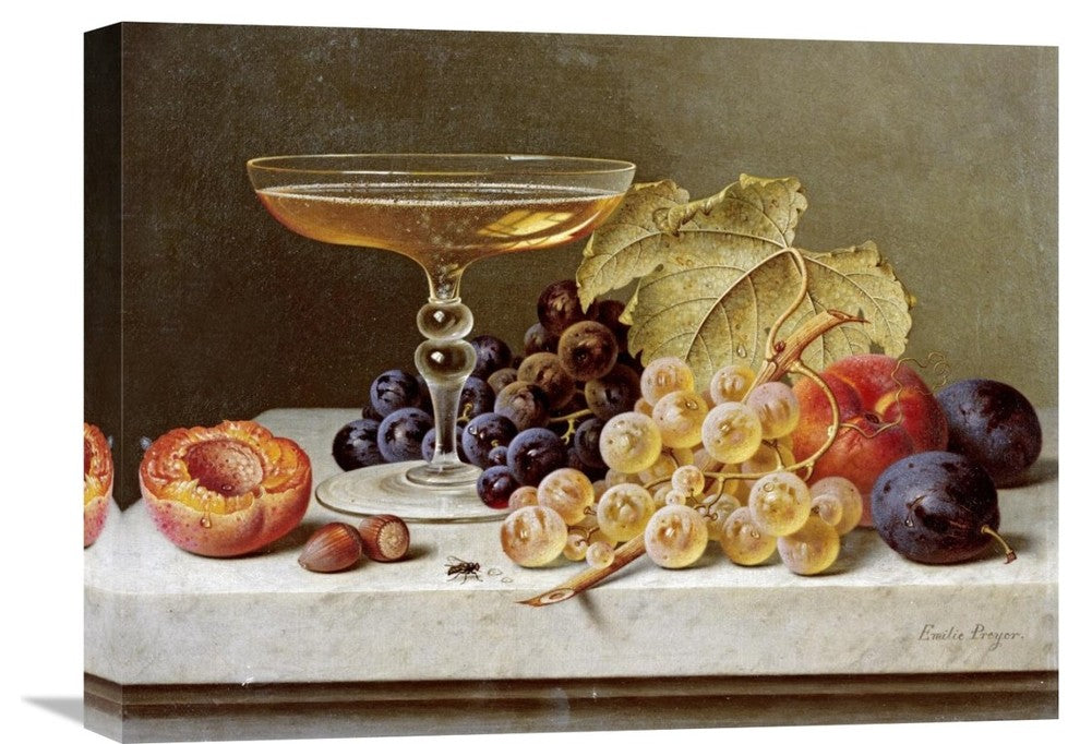 "A Glass of Champagne and Grapes" Artwork, 22" x 16"