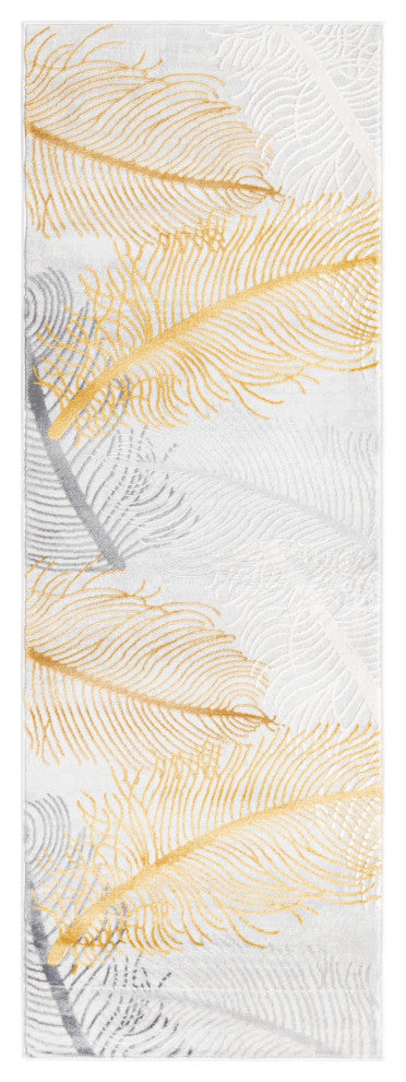 Unique Loom Camilla Finsbury Rug, Yellow Gray, 2'x6'