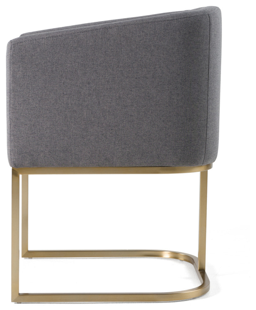 Modrest Yukon Modern Grey Fabric + Antique Brass Dining Chair