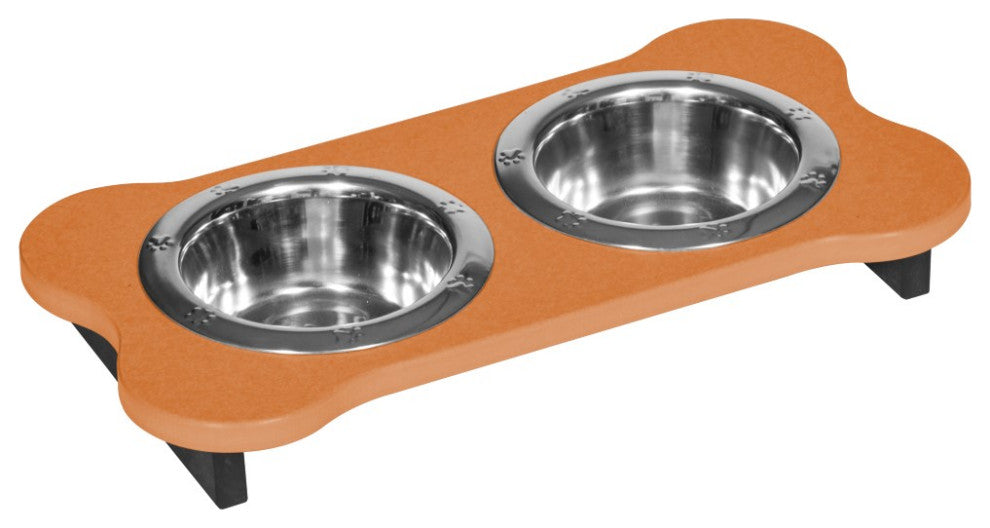 Poly Lumber Double Pet Feeder Stand, Cedar and Black, Low - Pint