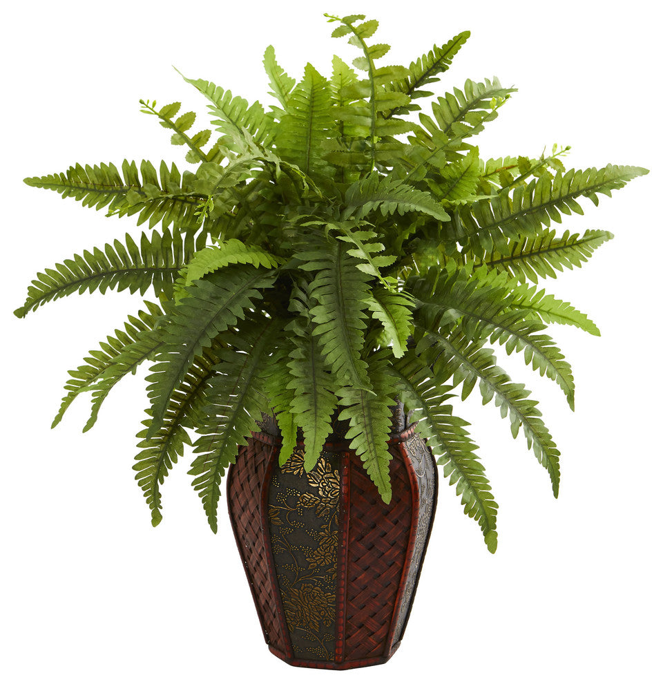 Boston Fern Artificial Plant in Decorative Planter