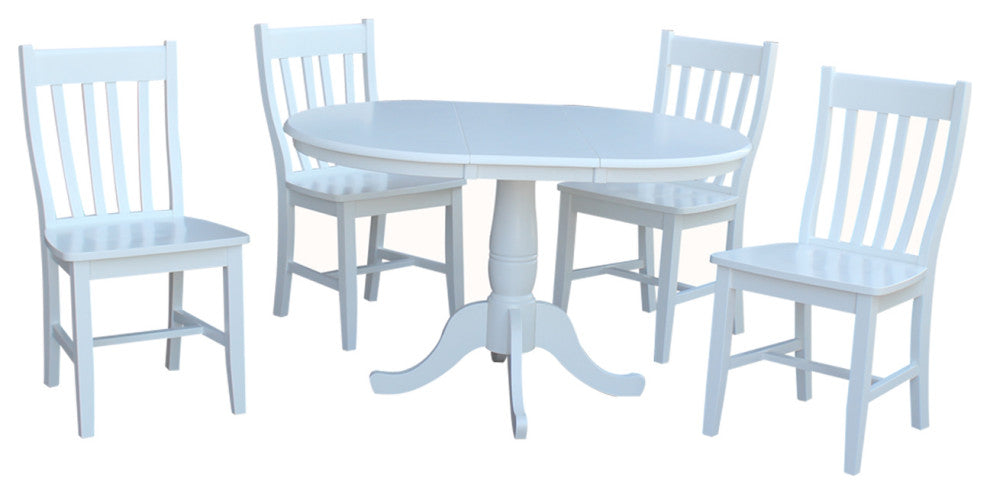 36" Round Extension Dining Table With 4 Cafe Chairs