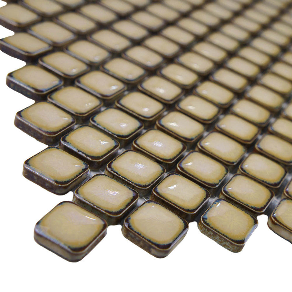 Hudson Diamond Porcelain Mosaic Floor and Wall Tile, Caffe, Sample