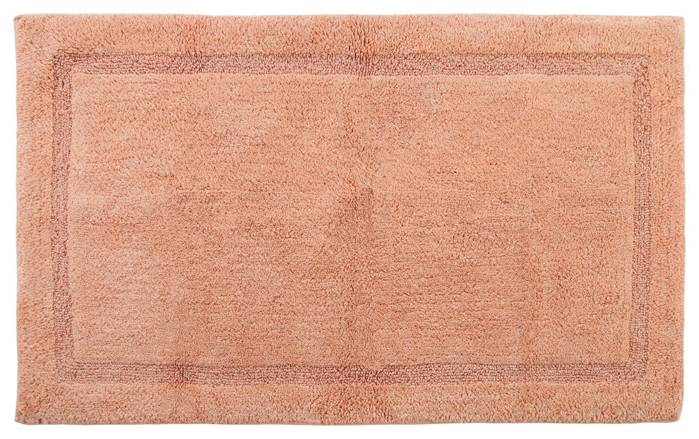Bath Rug Cotton Solid Color Regency Pattern, Coral, 34"x21"