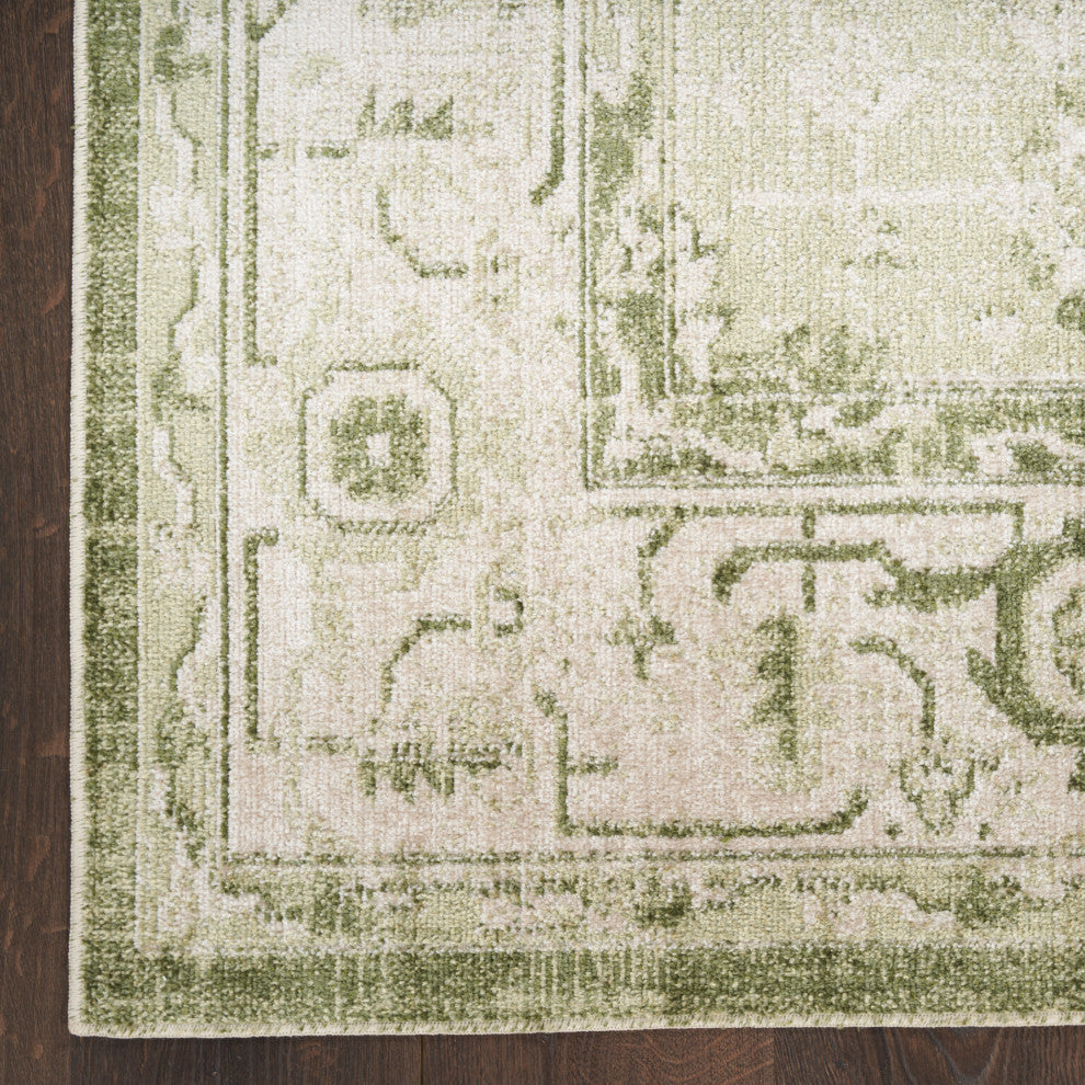 Nourison Astra Machine Washable 4' x 6' Ivory Green Vintage Indoor Rug