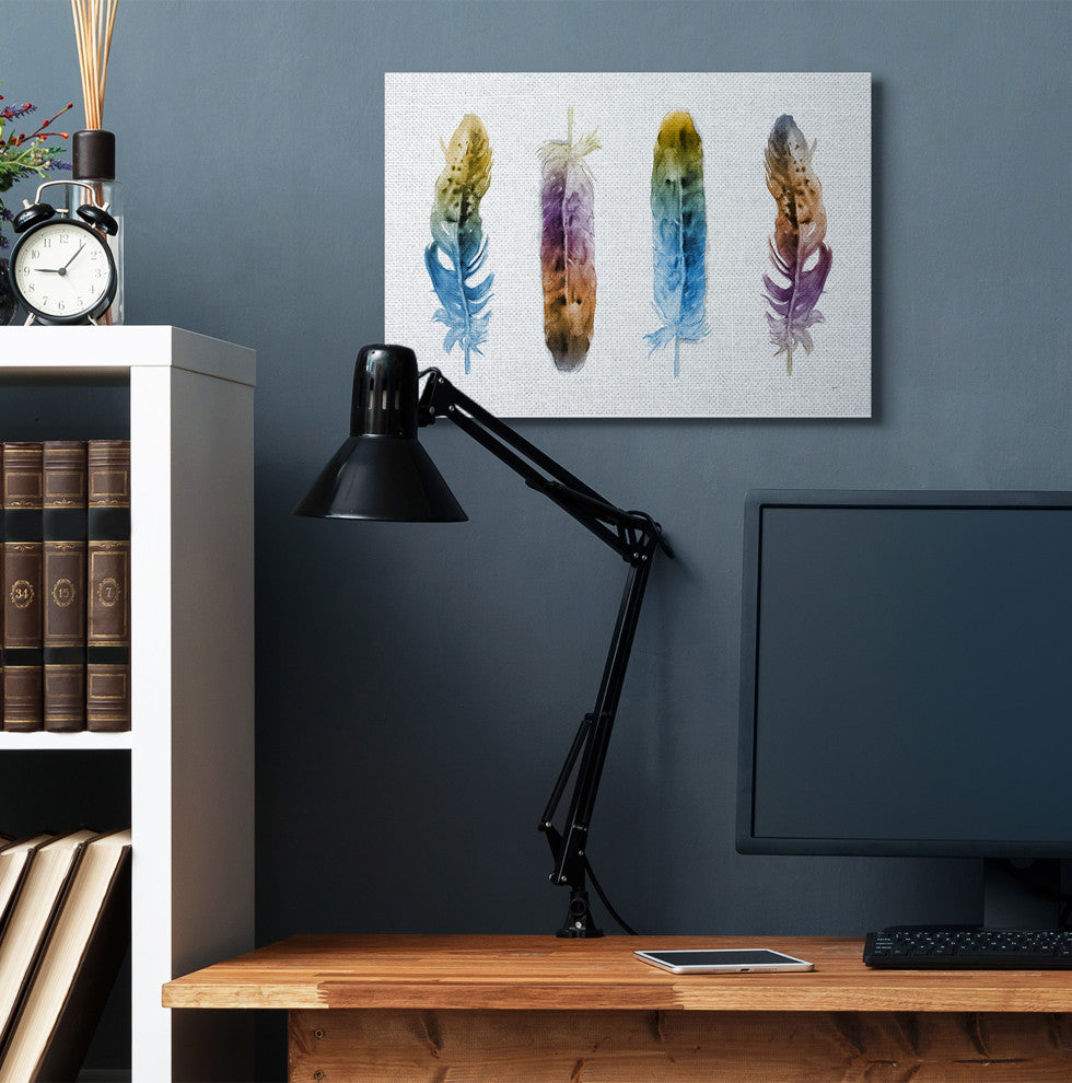 Feathers In Watercolor Design, 24"x30"