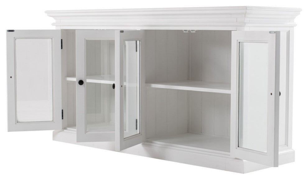 Modern Farm White Glass Door Buffet Server