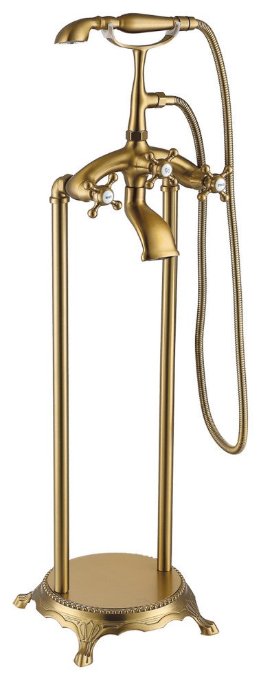 Givingtree 3 Handle Floor Mounted Clawfoot Tub Faucet with Diverted Hand Shower