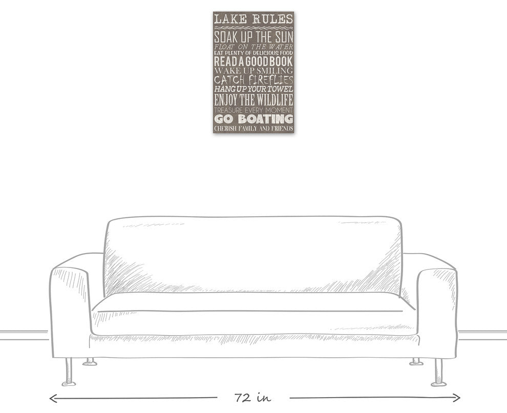 Lake Rules Gray Wall Art, 16"x24"