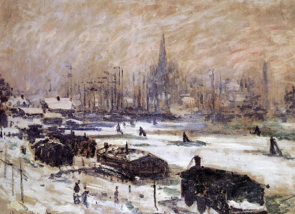 Claude Oscar Monet Amsterdam in the Snow, 18"x27" Wall Decal