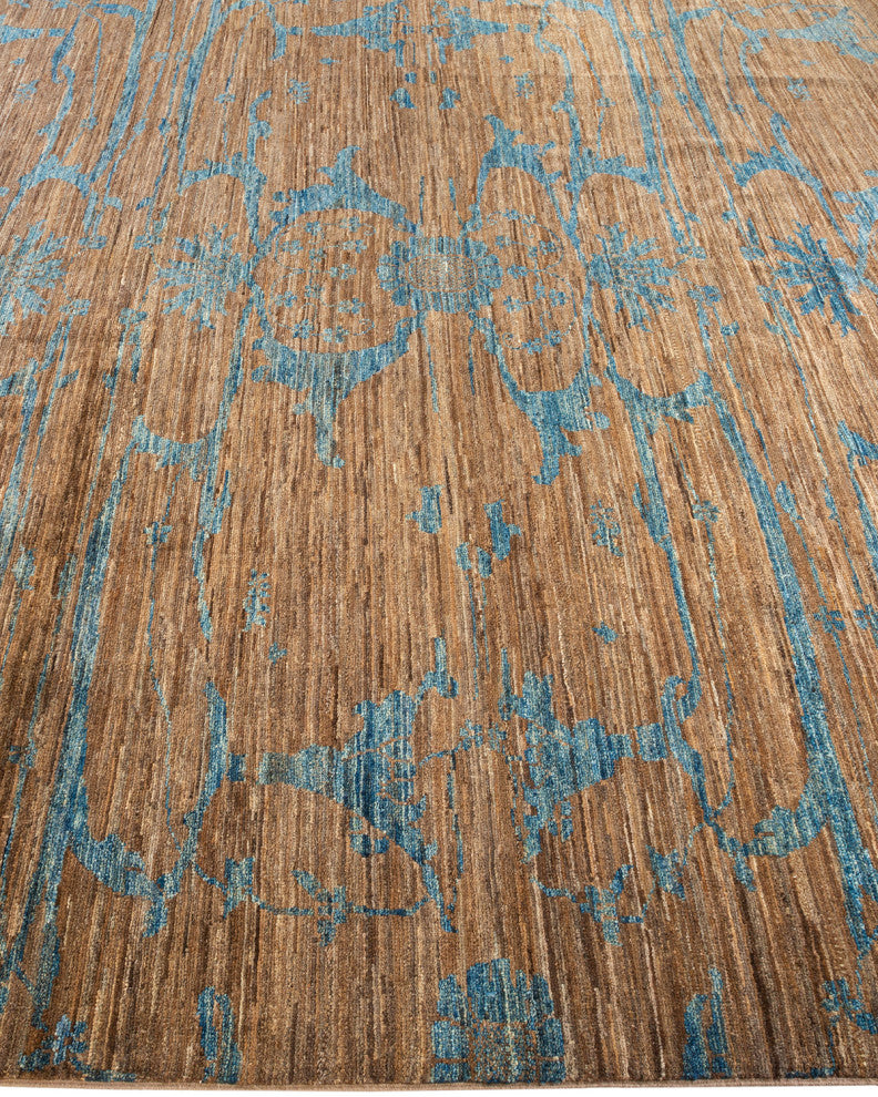 Eclectic, One-of-a-Kind Hand-Knotted Area Rug Brown, 7'10"x9'9"