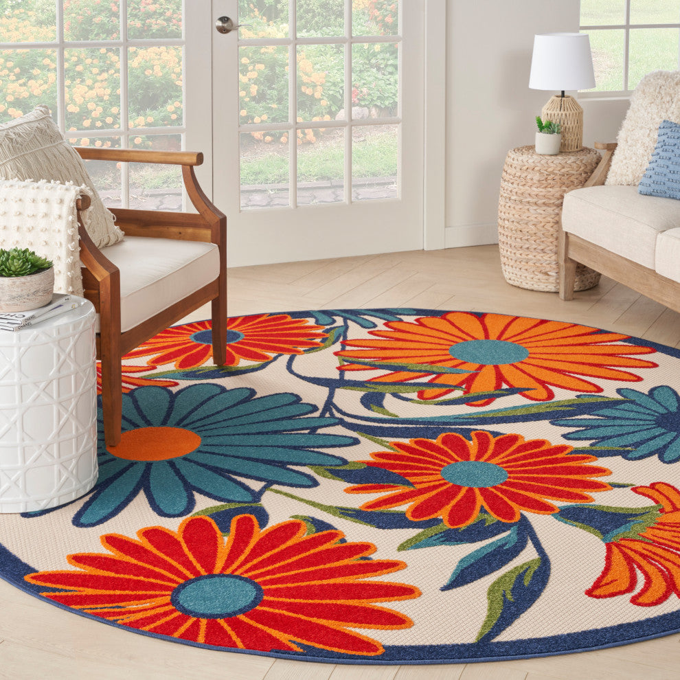 Nourison Aloha 7'10" Round Multicolor Contemporary Area Rug