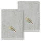 Linum Home Turkish Cotton Pierre 2-Piece Embellished Washcloth Set, Light Gray