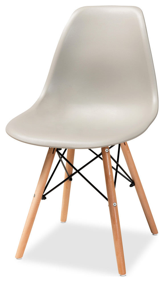 Russell Midcentury Modern 4-Piece Shell Side Chair Set Beige