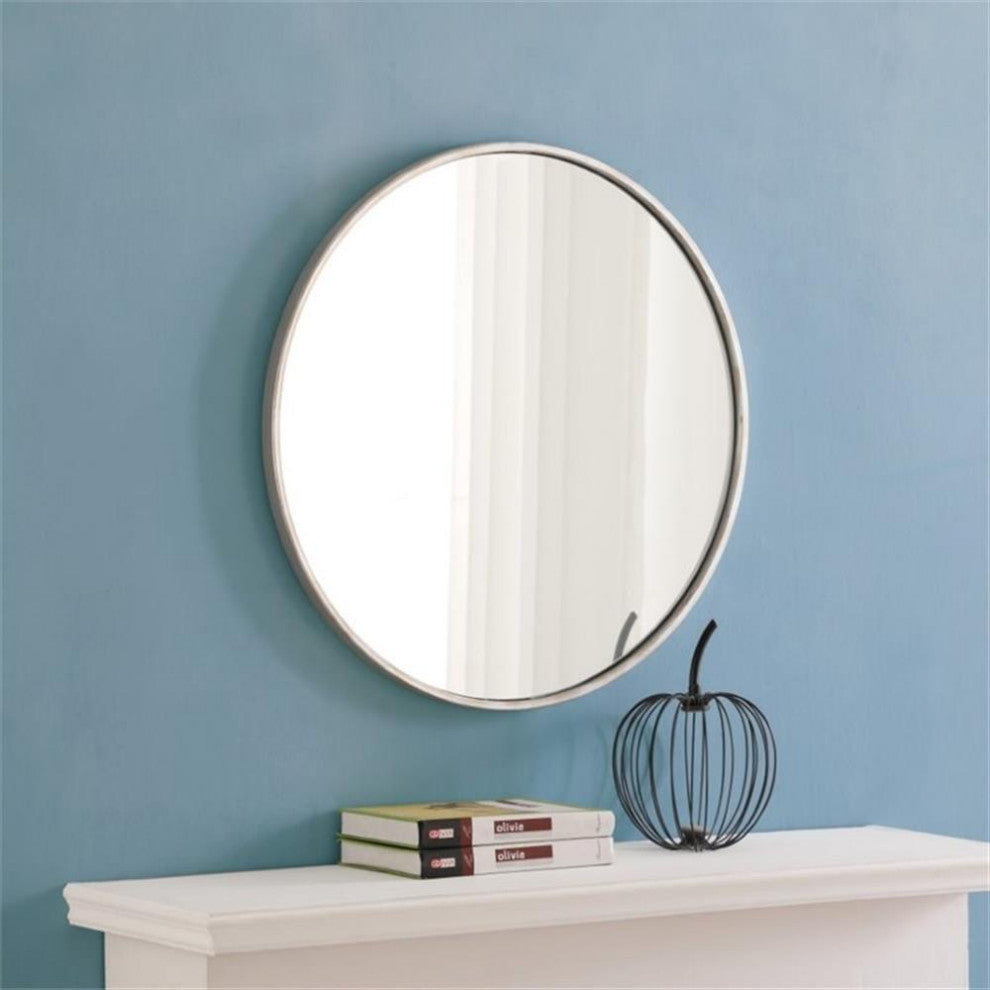 Elegant Decor Eternity 24" Round Metal Frame Mirror in Silver