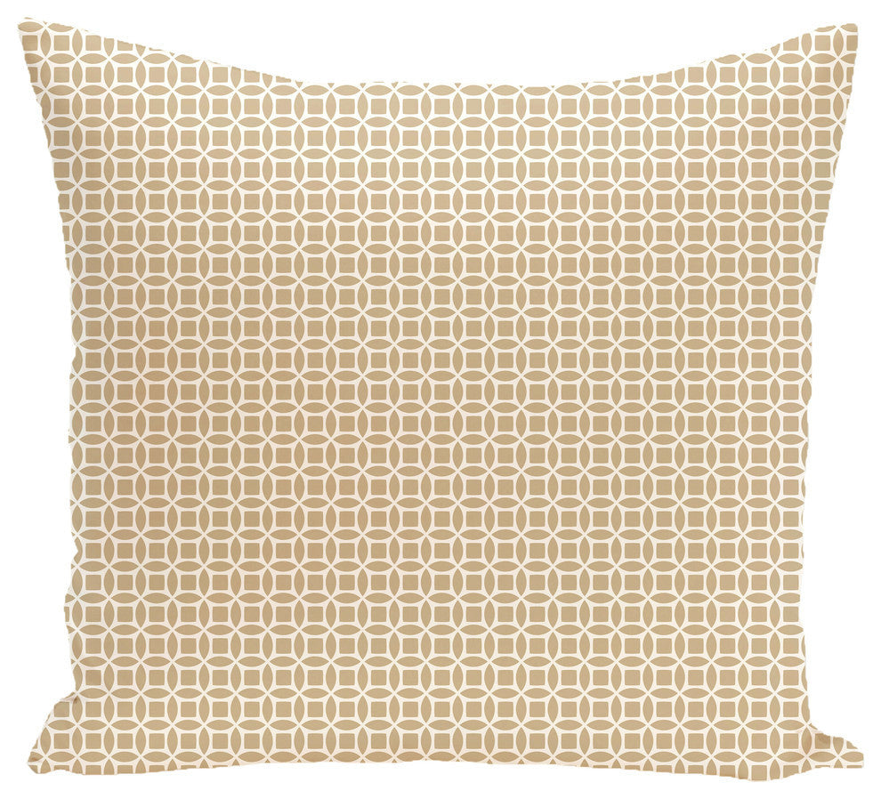 Retro Funk Geometric Print Pillow, Khaki , 16"x16"
