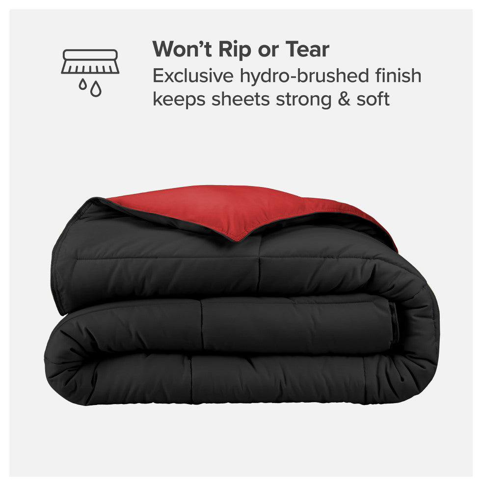 Bare Home Reversible Down Alternative Comforter, Black / Red, Full/Queen