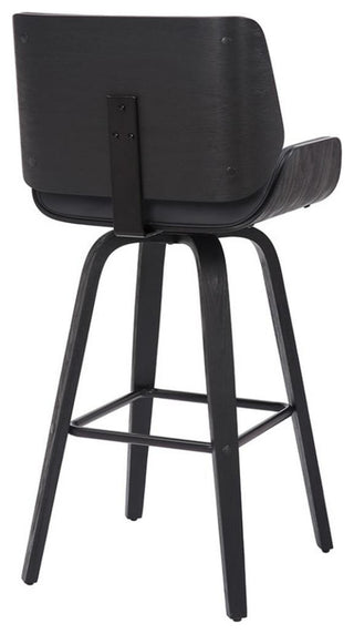 Armen Living Tyler 26" Faux Leather & Wood Swivel Counter Stool in Gray/Black