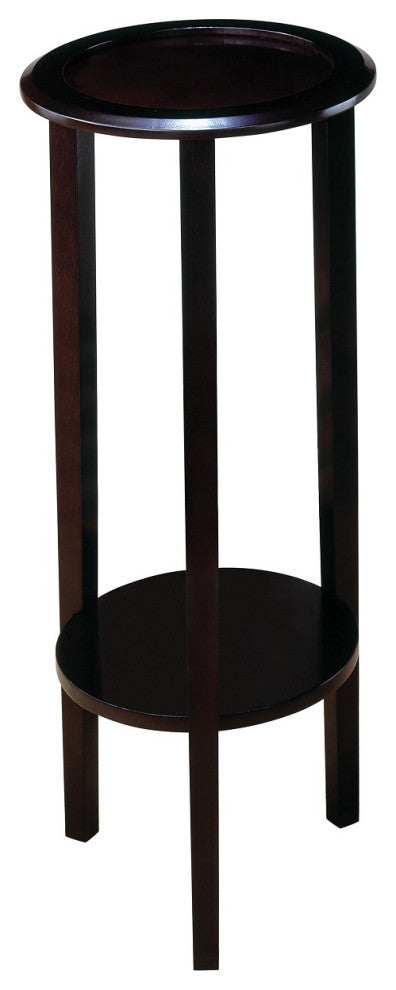 Round Accent Table with Bottom Shelf, Espresso