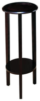 Round Accent Table with Bottom Shelf, Espresso