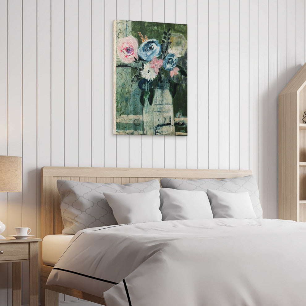 Modern Floral Circle Wall Art Fine Giclee Printed on Hand Finished Ash Wood