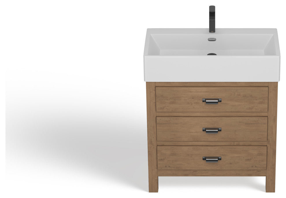 Berkshire Bathroom Vanity, Reclaimed Fir, 30", Single Sink, Freestanding