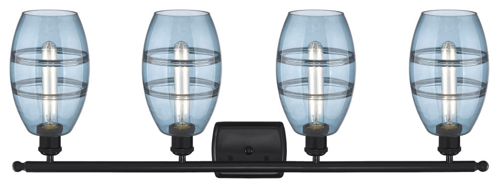 Ballston-Vaz 4-Light 36" Bath Vanity Light, Matte Black, Princess Blue
