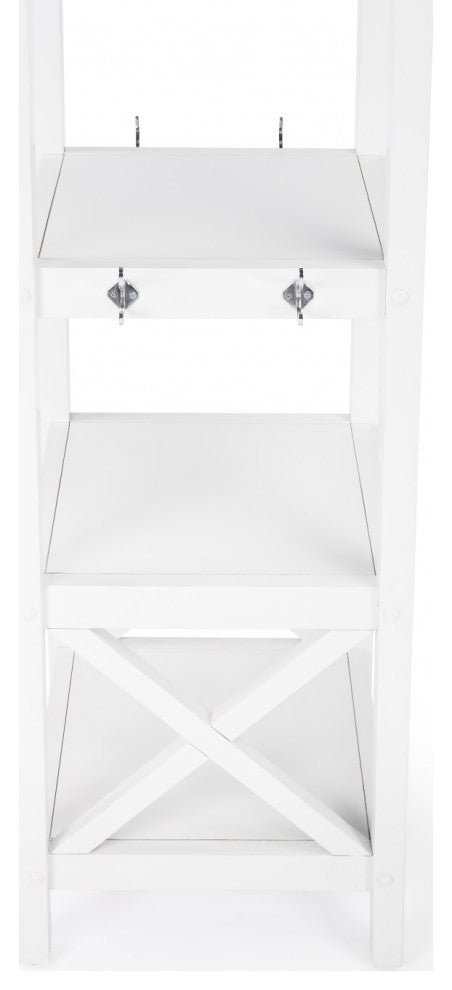 Fenya White Coat Rack With Shelves