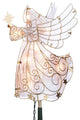 Lighted Angel Tree Topper in Frosty Glass With Gold Outline and Stars