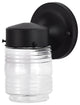 8W 1-Light Porch Wall, Mason Jar 3K, Black Finish With Clear Glass
