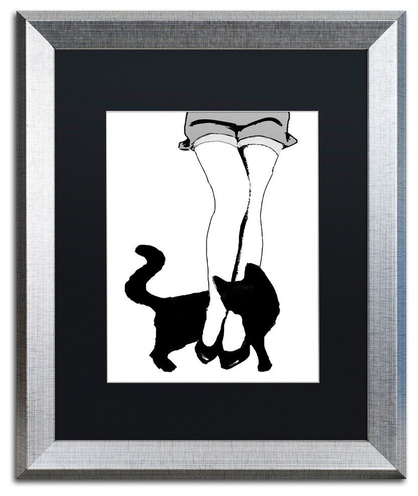 Color Bakery 'Black Cat' Art, Silver Frame, Black Matte, 16"x20"