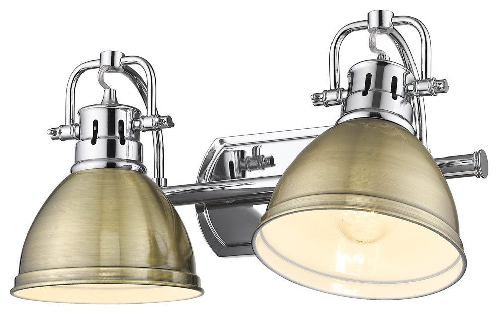 Duncan 2-Light Bath Vanity With Aged Brass Shade