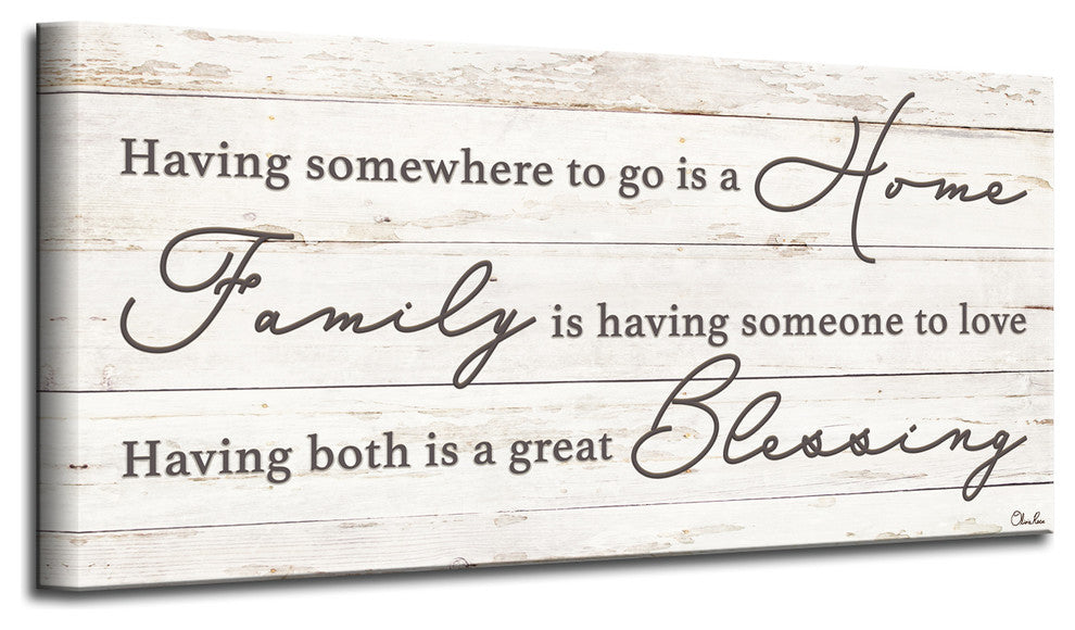 Family Blessing Wrapped Canvas Textual Harvest Wall Art, 24"x48"