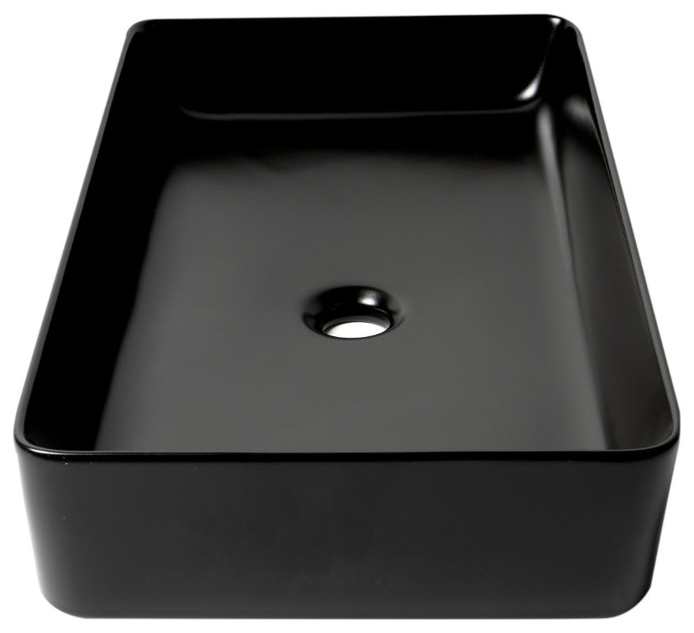 Alfi Brand Abc902-Bm Black Matte 24" Modern Rectangular Above Mount Ceramic Sink