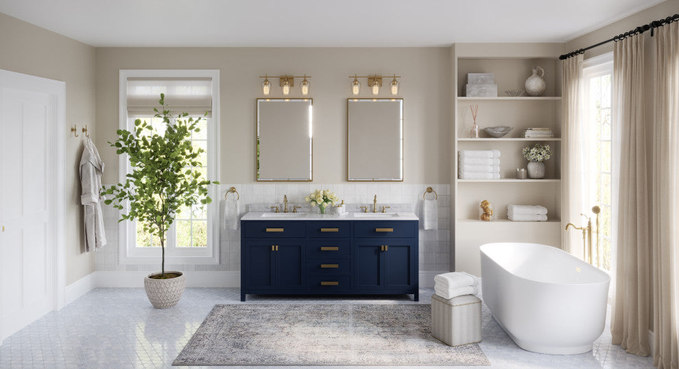 The Savoy Bathroom Vanity, Monarch Blue, 72", Double, Without Mirror, Freestanding