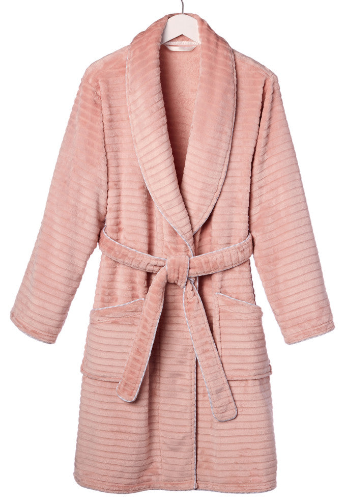 Well Being By Sunham Plush Robe, Blush, Small