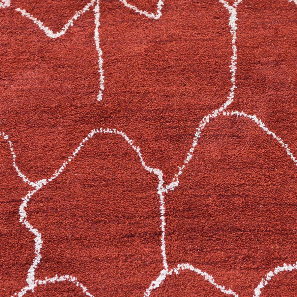 HAND KNOTTED LOOM SILK ECO-FRIENDLY RUG-5'x8',Rectangle,Red White,Contempor