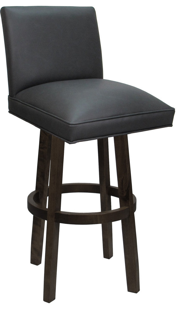 Swivel Wood Counter, Bar or Extra Tall Stool - Sommerville on Vivian Base, Gray Vinyl - Dark Walnut, 26"
