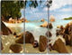 "Tropical Rocky Beach Panorama" Metal Wall Landscape, 3 Panels, 36"x28"