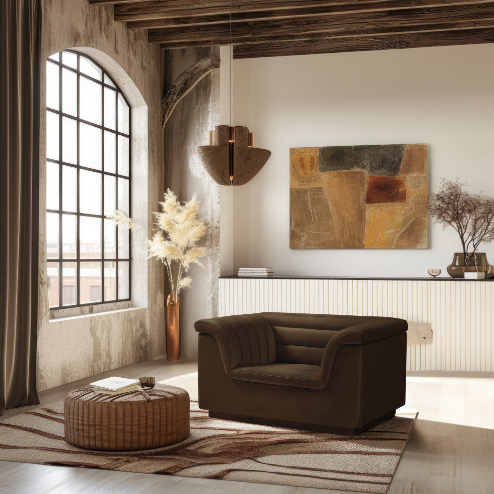 Cascade Upholstered Set, Brown, Velvet, Chair